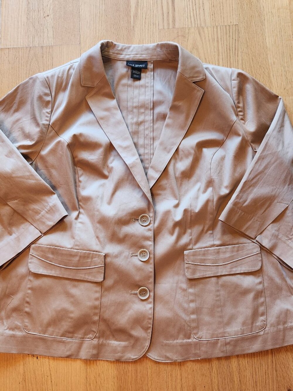 Lane Bryant Jacket Blazer Women's Size 24 Tan Button Front Casual / Business